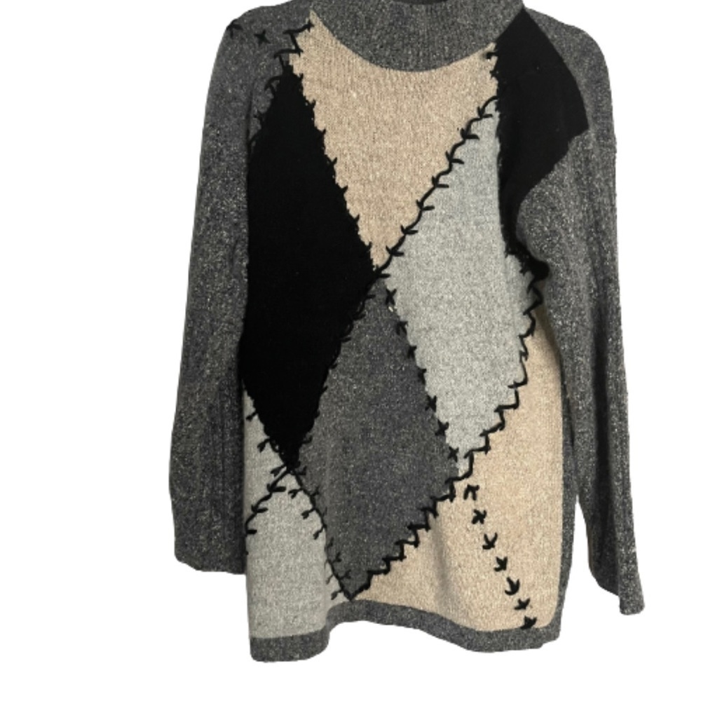 Vintage Stone Canyon Geometric Sweater Size S Small Rabbit Hair Lambswool FLAW.